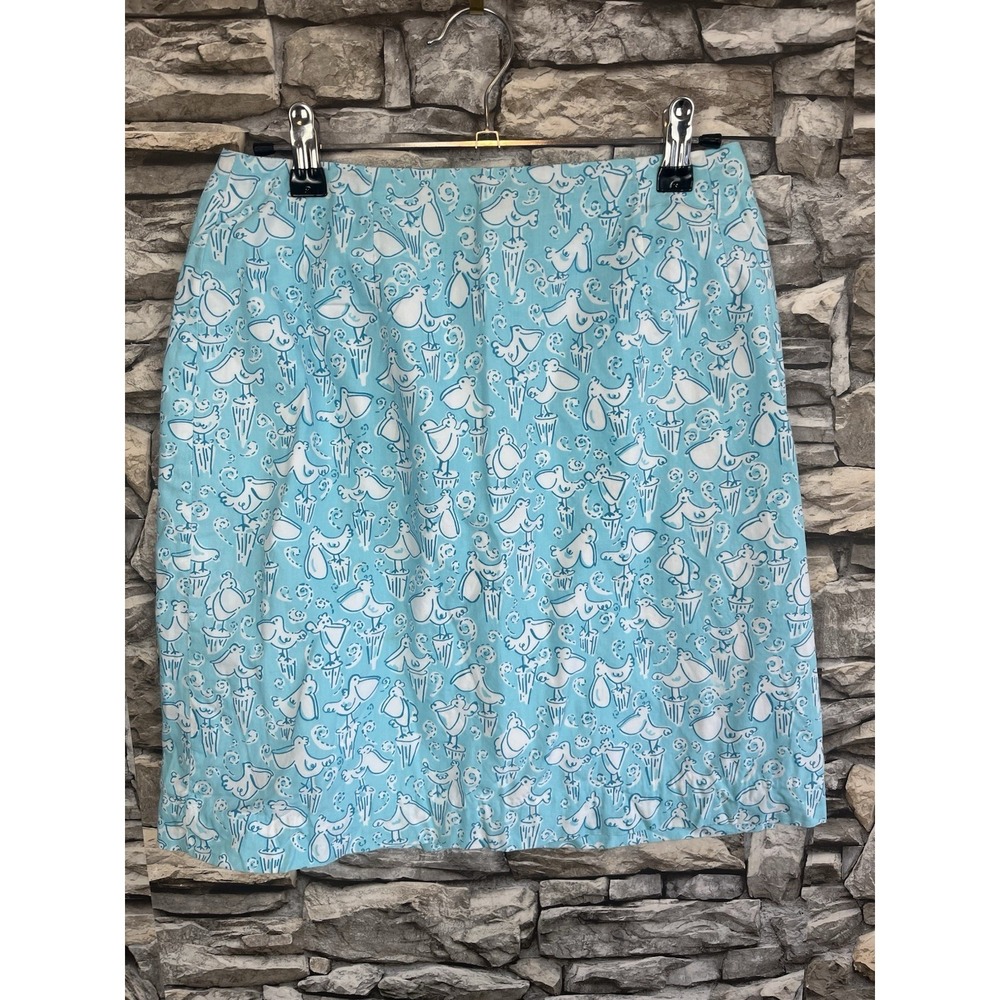 90's Lilly Pulitzer Sz 2 Cotton Pelican Print Mini Skirt